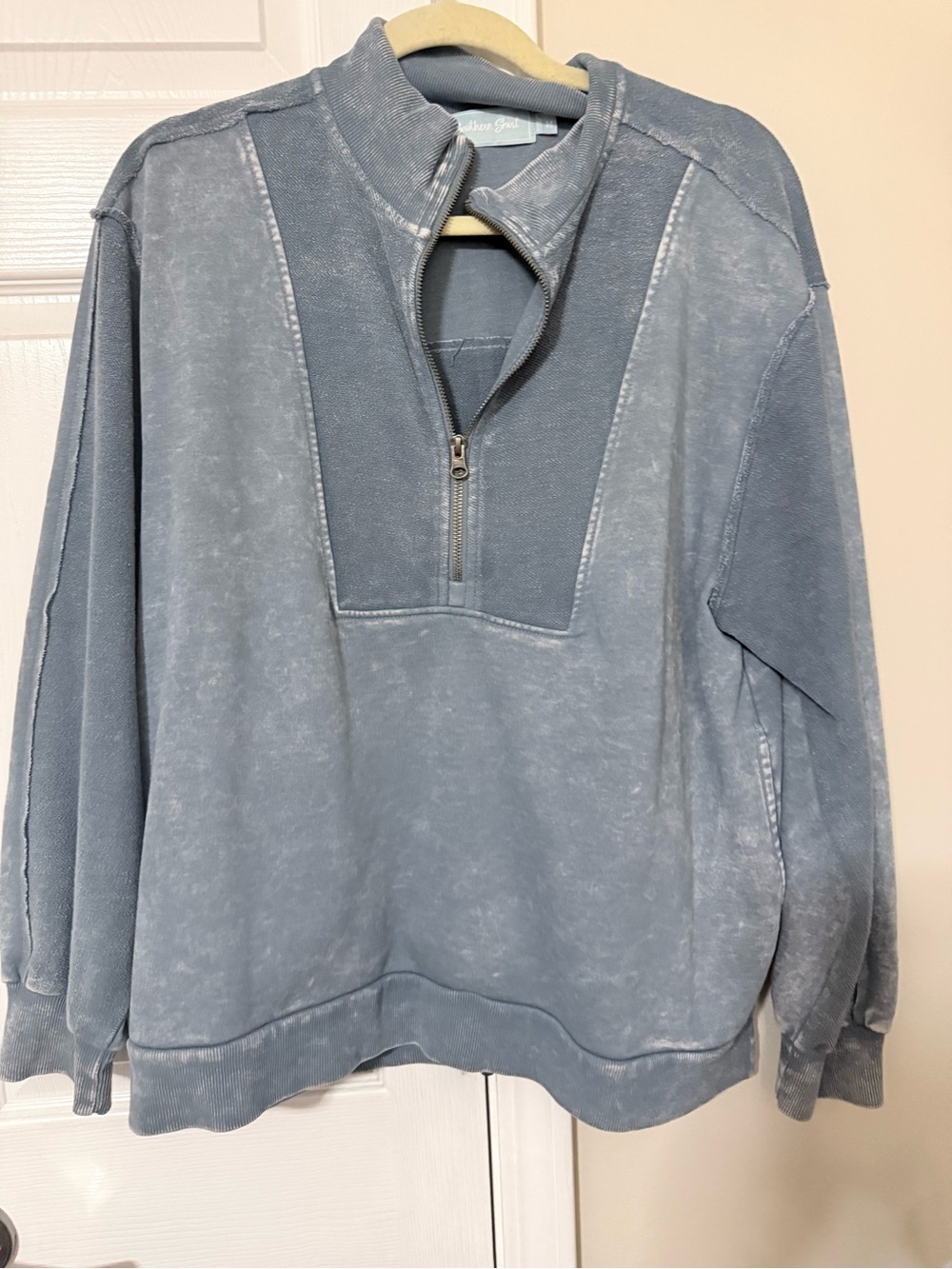 The Southern Shirt Company Washed Light Blue Quarter-Zip Pullover